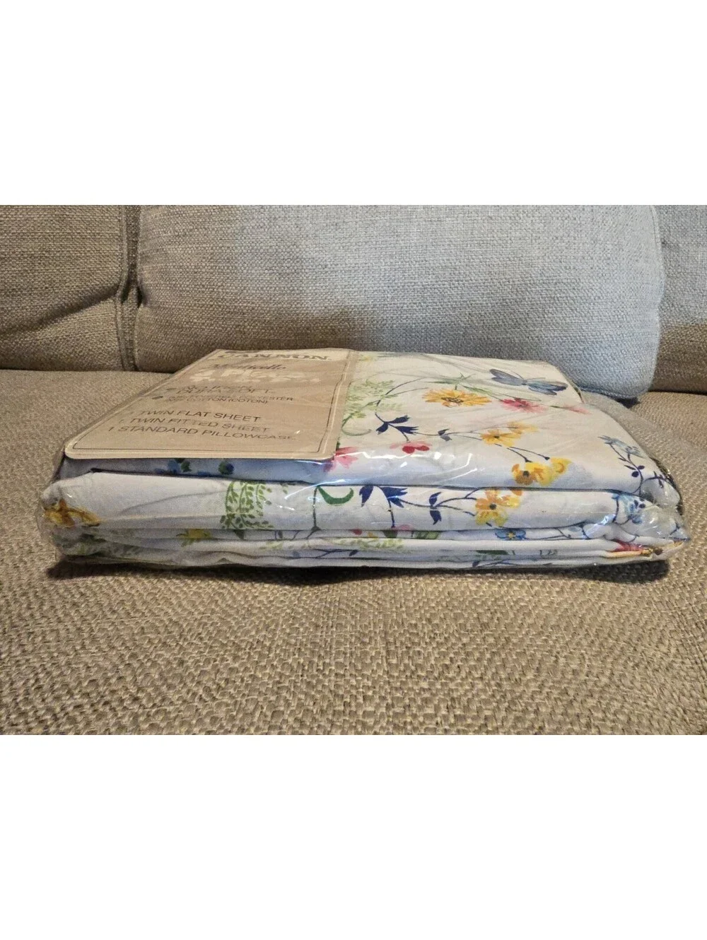 Vintage Cannon Monticello 3 Piece Twin Sheet Set Flowers Butterflies NEW